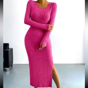 The dress is a hot color pink brand new
